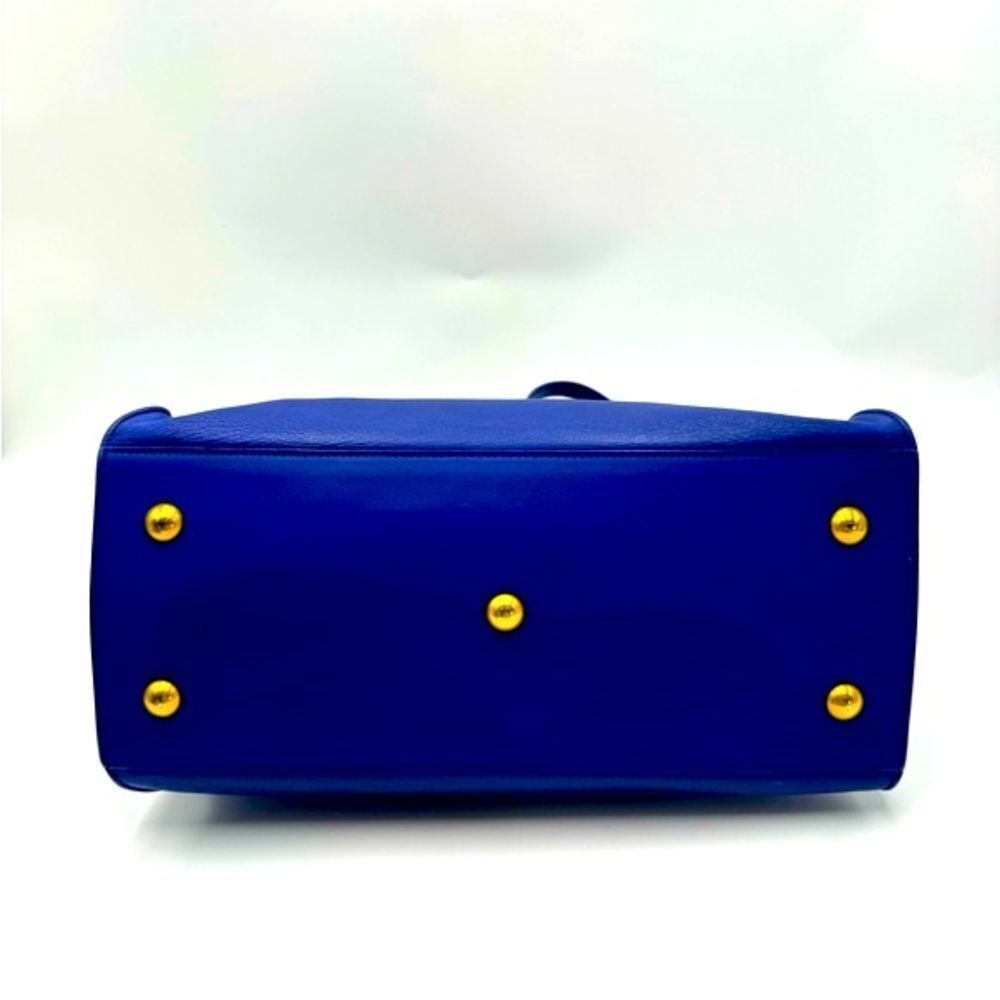 Auth Saint Laurent Small Classic Ligne Y Blue Leather Paris Chyc Cabas Tote 2way - Picture 7 of 15